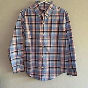 Janie and Jack Blue and White Plaid Button Down Shirt, Boy’s 6